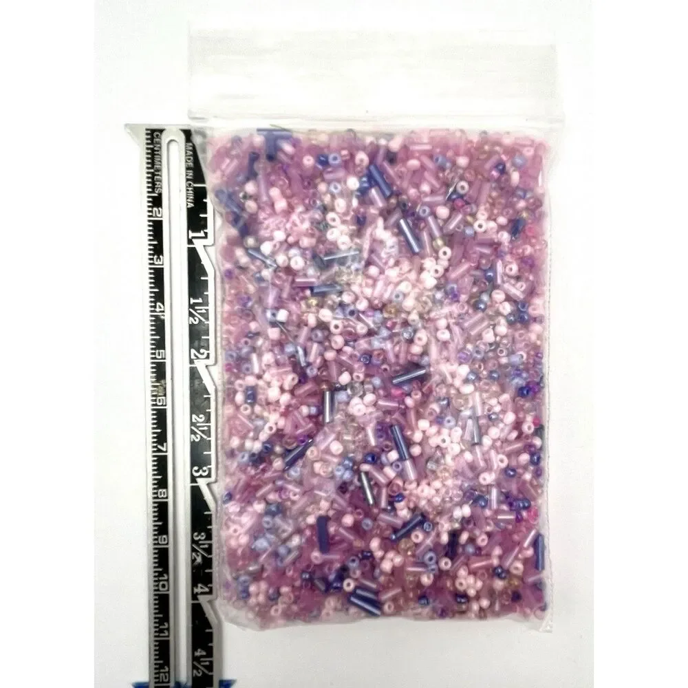 Mixed Sead And Bugle Beads Pink Purple Fuchsia Glass Czech Bead